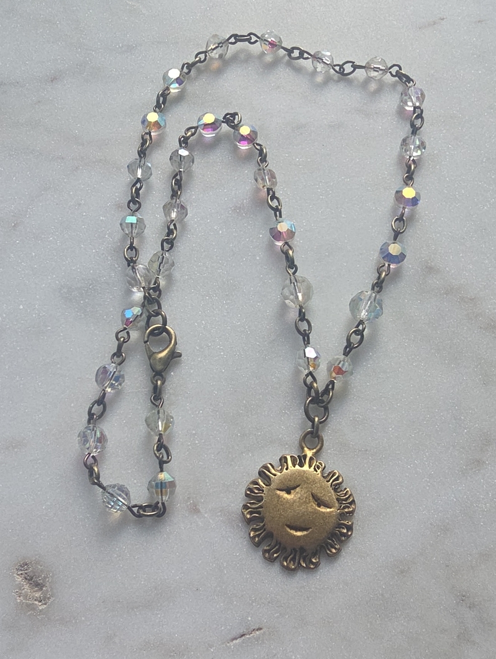Vintage Eivind Pendant With Vintage Crystal Beaded Necklace